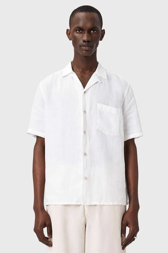 AllSaints koszula lniana TRI M053SE biały SS26