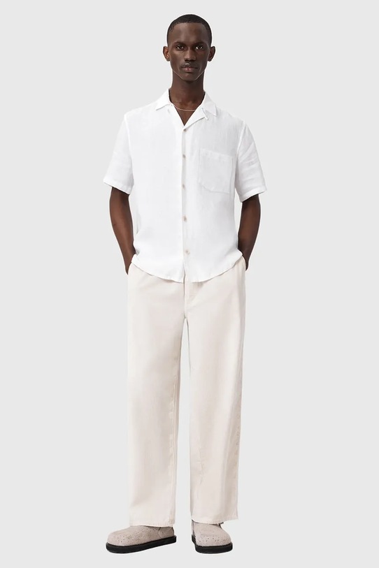 Odzież AllSaints koszula lniana TRI M053SE biały