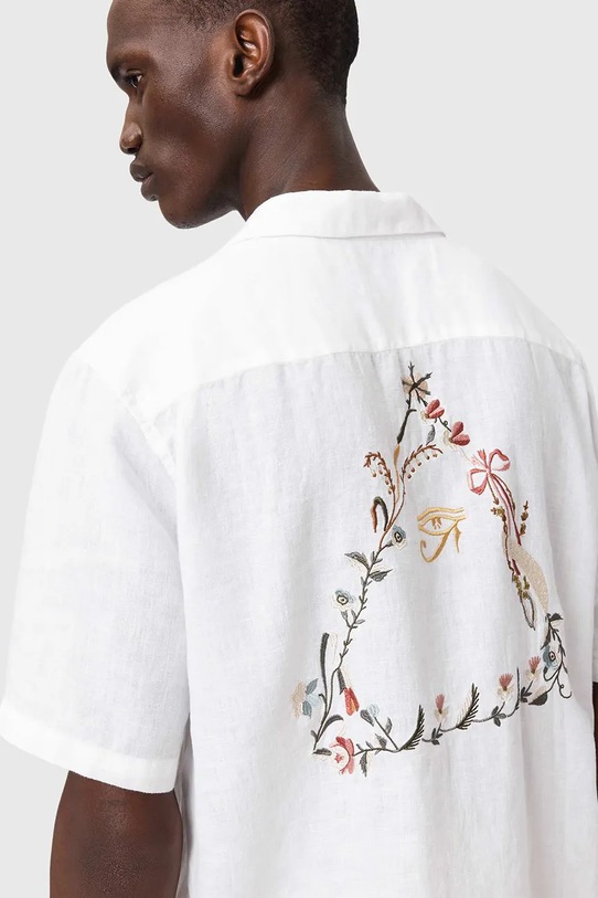 AllSaints koszula lniana TRI M053SE biały