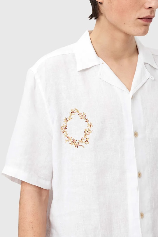 AllSaints koszula męska lniana DECK beżowy M054SE