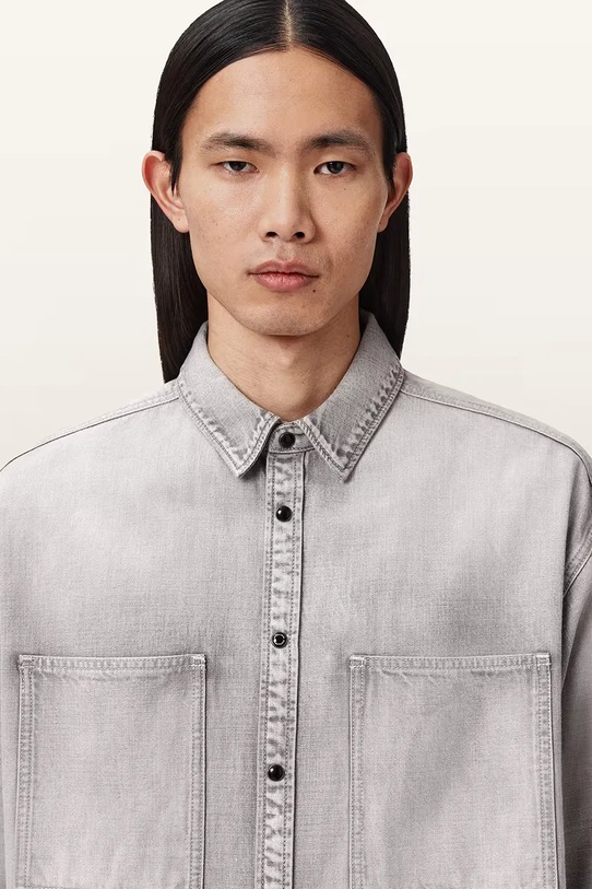 AllSaints koszula jeansowa AL szary M088SD