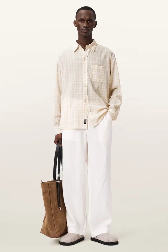 Odjeća AllSaints košulja za muškarce od pamuka TOYA M035SE bež