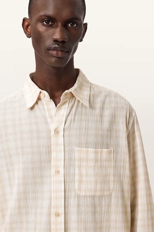 AllSaints košulja za muškarce od pamuka TOYA bež M035SE