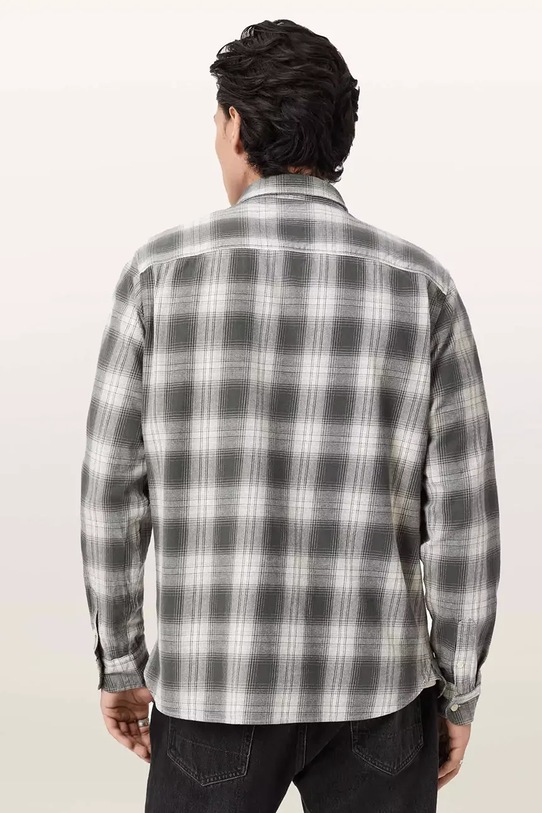 AllSaints koszula bawełniana KELBY M043SE szary SS26