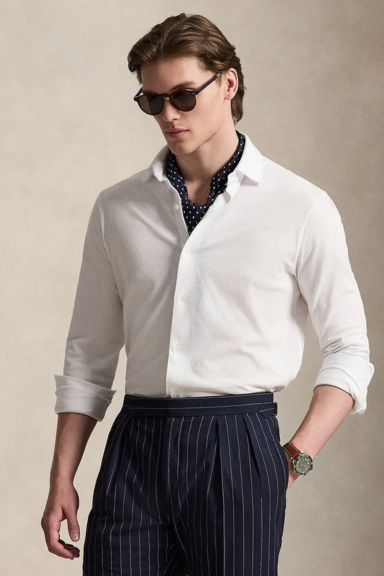 Polo Ralph Lauren риза мъжка памучна бял 710B13485