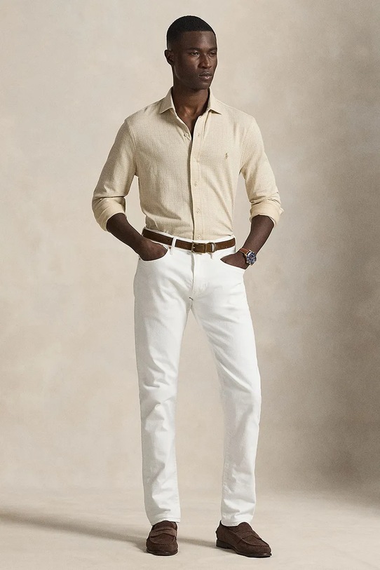 Odzież Polo Ralph Lauren koszula bawełniana 710B13492 beżowy