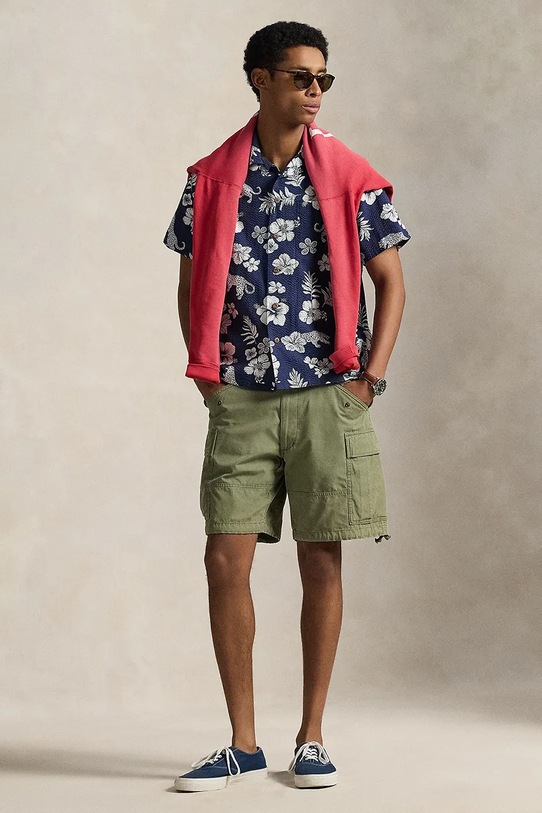 Odzież Polo Ralph Lauren koszula męska bawełniana 710B13794 fioletowy