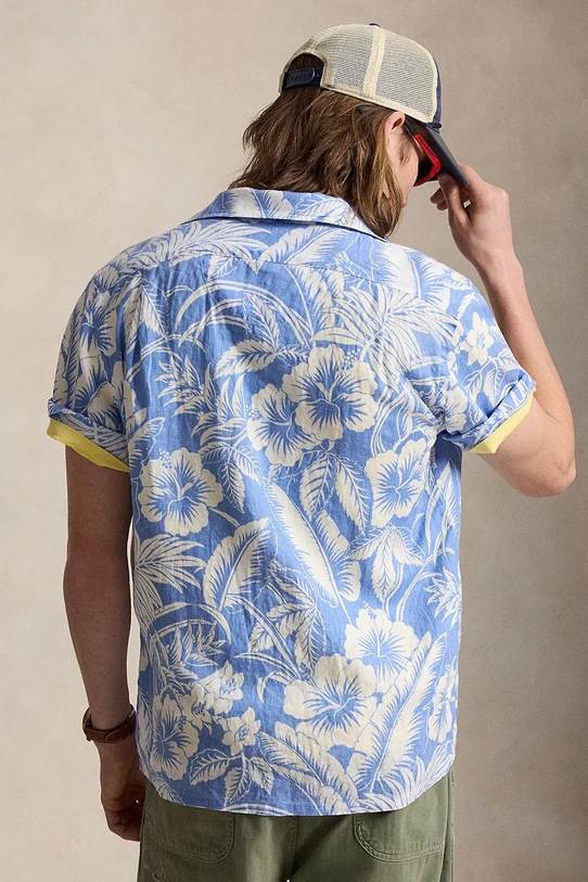 Polo Ralph Lauren košeľa pánska ľanová 710B14225 modrá SS26