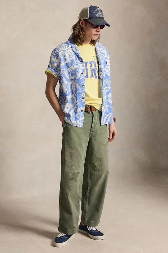 Oblečenie Polo Ralph Lauren košeľa pánska ľanová 710B14225 modrá