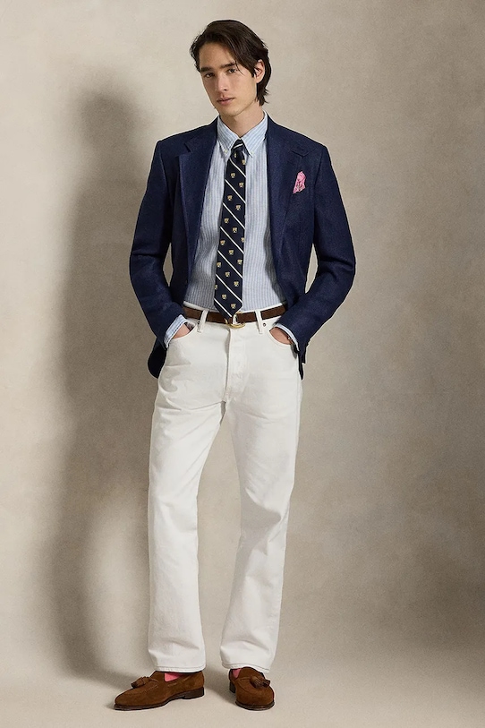 Odzież Polo Ralph Lauren koszula lniana 710B15594 niebieski