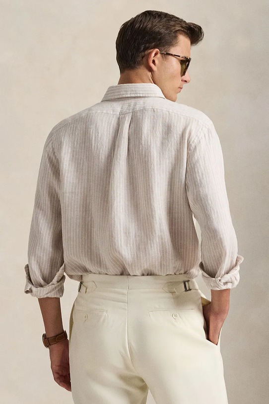 Ľanová košeľa Polo Ralph Lauren 710B15594 béžová SS26