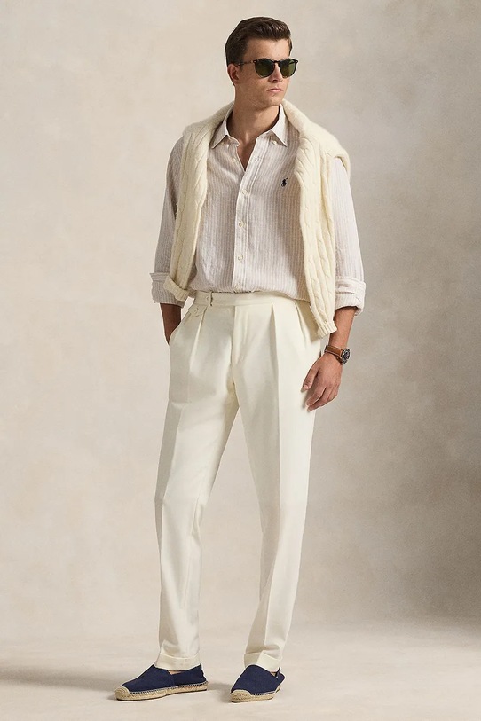 Oblečenie Ľanová košeľa Polo Ralph Lauren 710B15594 béžová