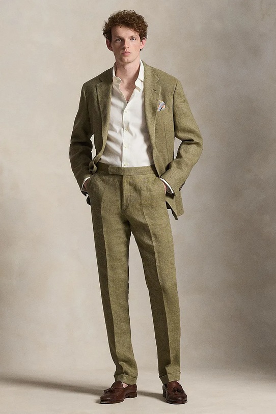 Odzież Polo Ralph Lauren koszula męska z lnu 710B15596 biały