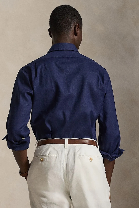 Polo Ralph Lauren рубашка мужская со льном 710B15596 тёмно-синий SS26