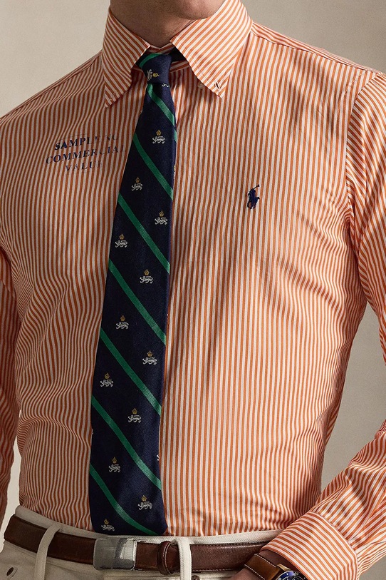 Oblečenie Polo Ralph Lauren košeľa pánska bavlnená 710B15661 oranžová