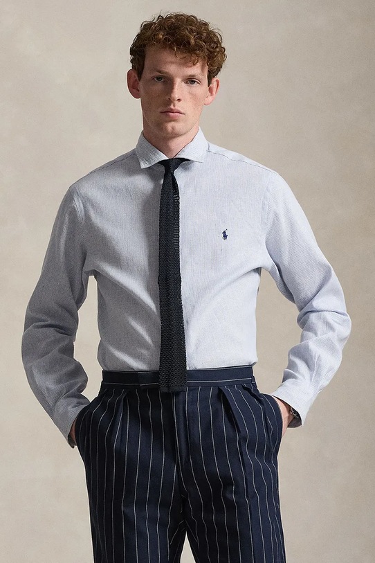 Polo Ralph Lauren košeľa pánska s bavlnou modrá 710B16697