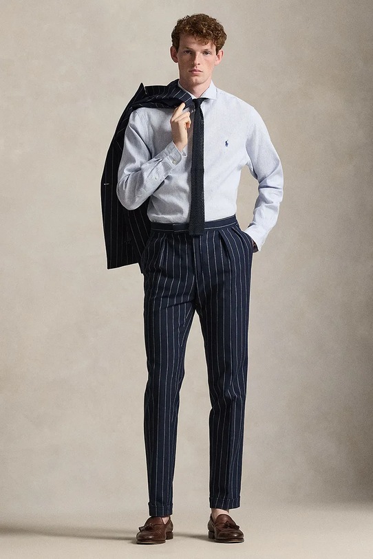 Oblečenie Polo Ralph Lauren košeľa pánska s bavlnou 710B16697 modrá