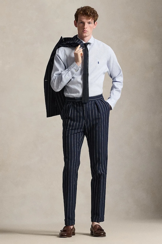 Oblečenie Polo Ralph Lauren košeľa pánska s bavlnou 710B16697 modrá