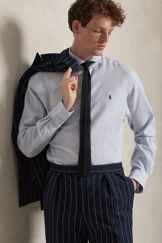 Polo Ralph Lauren košeľa pánska s bavlnou modrá 710B16697