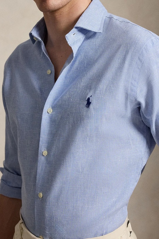 Polo Ralph Lauren košeľa pánska ľanová modrá 710B16698