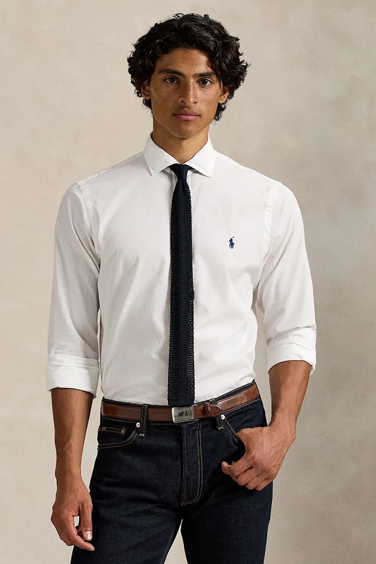 Polo Ralph Lauren риза мъжка памучна бял 710P01396