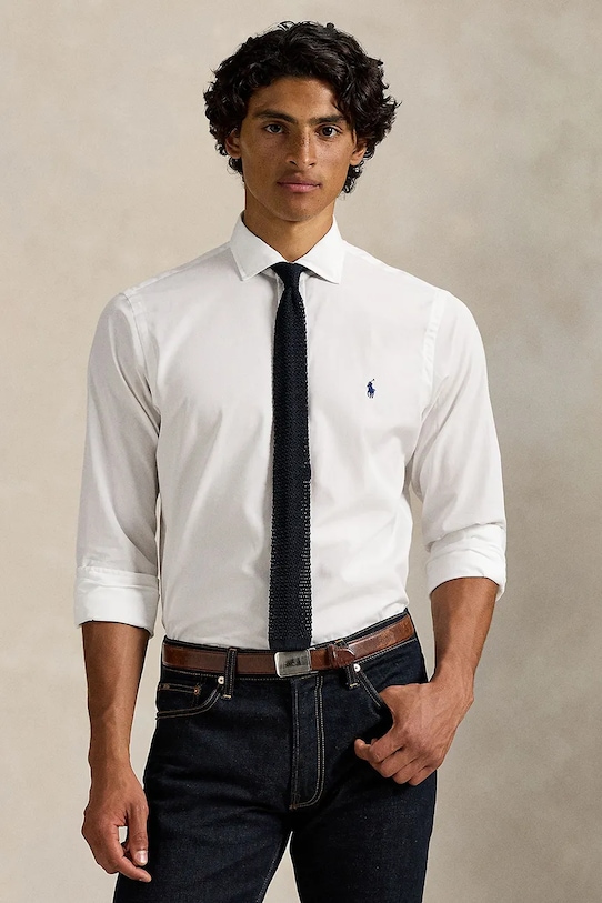 Polo Ralph Lauren риза мъжка памучна бял 710P01396