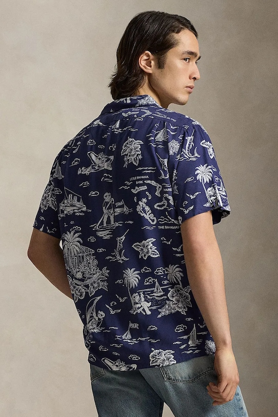 Polo Ralph Lauren koszula męska z wiskozy 710B14282 granatowy SS26