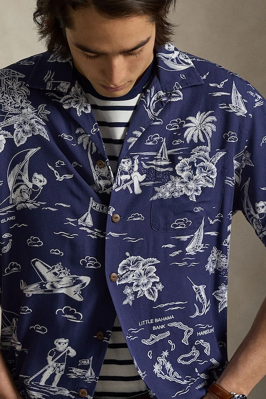 Polo Ralph Lauren koszula męska z wiskozy granatowy 710B14282