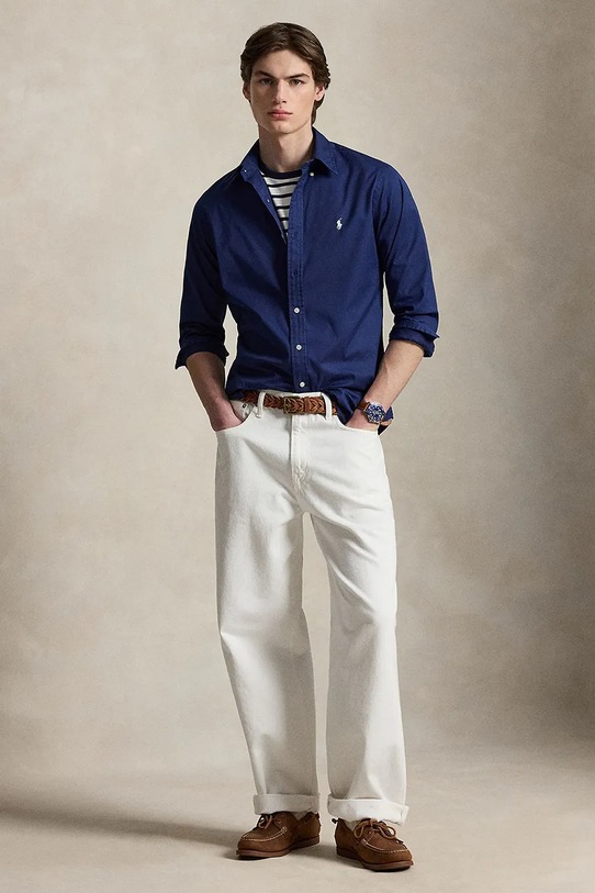 Odzież Polo Ralph Lauren koszula bawełniana 710B20512 granatowy