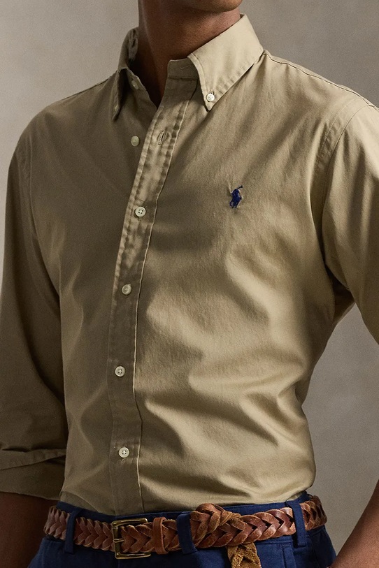 Polo Ralph Lauren koszula bawełniana brązowy 710B20512