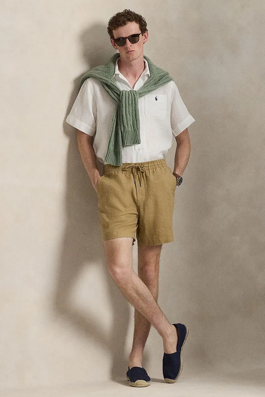 Odzież Polo Ralph Lauren koszula lniana 710966421 biały