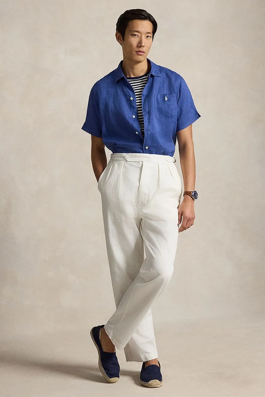 Odzież Polo Ralph Lauren koszula lniana 710966421 niebieski