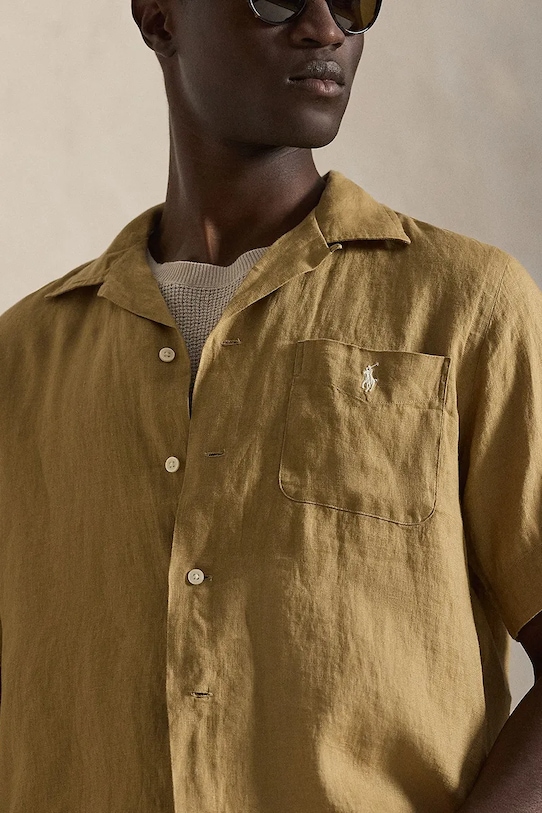 Polo Ralph Lauren koszula lniana brązowy 710966421