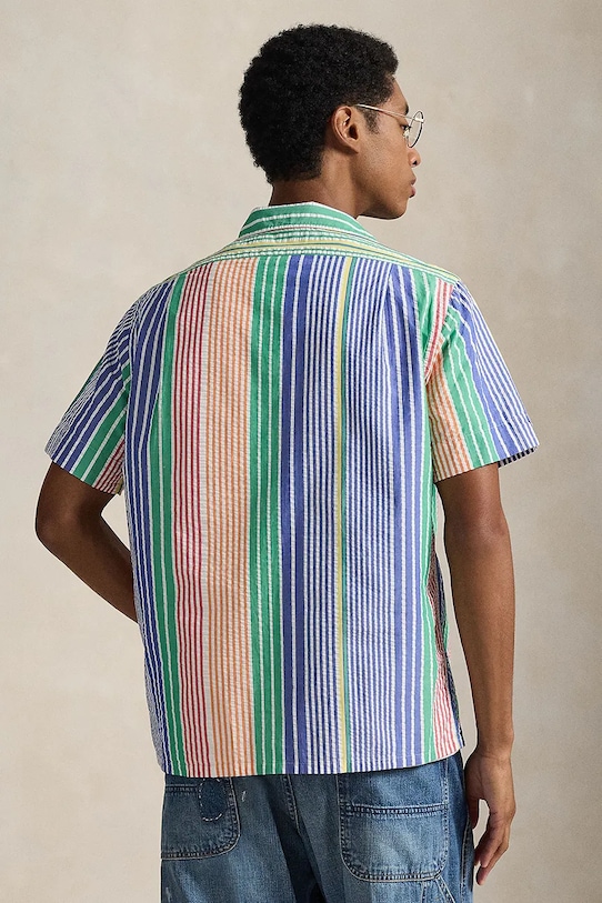 Polo Ralph Lauren camicia da uomo in cotone 710B14143 blu SS26