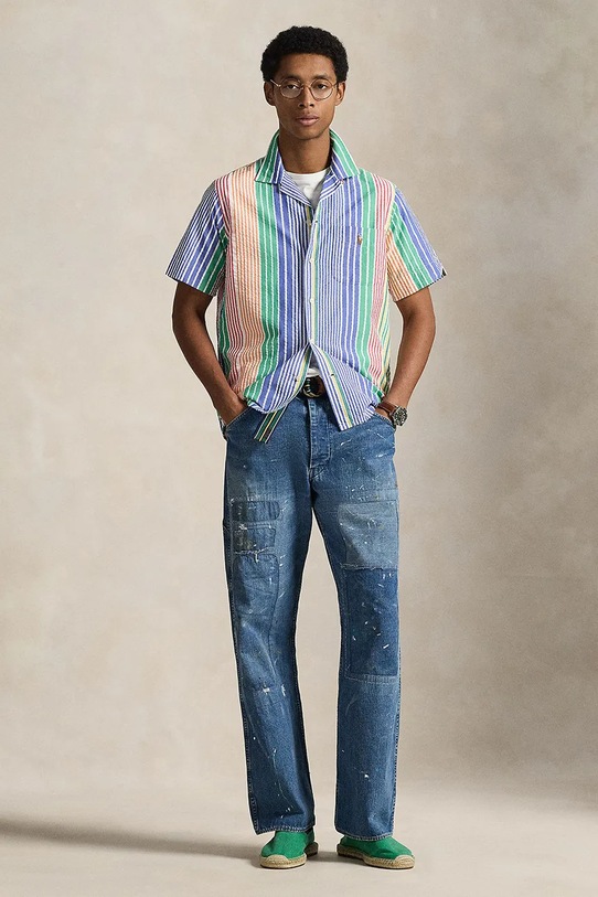 Abbigliamento Polo Ralph Lauren camicia da uomo in cotone 710B14143 blu