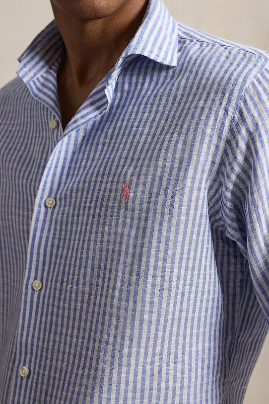 Polo Ralph Lauren πουκάμισο ανδρικό με λινό μπλε 710B16700