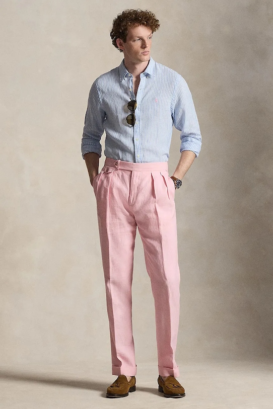 Oblečenie Ľanová košeľa Polo Ralph Lauren 710B15647 modrá