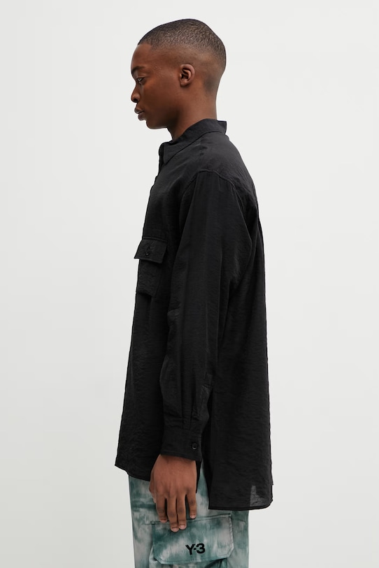 Y-3 koszula z domieszką lnu M SHIRT LS KH0419 czarny SS26