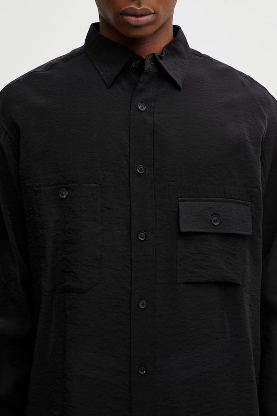 Y-3 koszula z domieszką lnu M SHIRT LS czarny KH0419