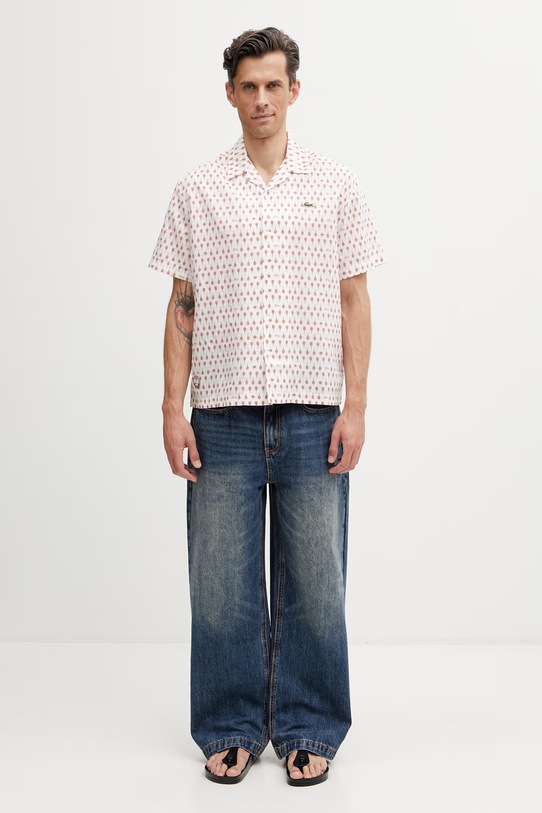 Lacoste koszula męska z lnem CH0532 biały