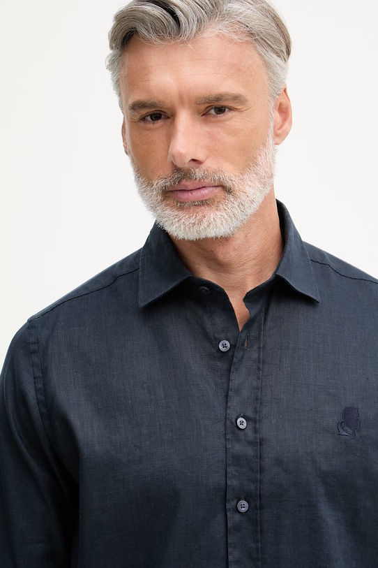 Karl Lagerfeld košile pánská se lnem 562791.605084 námořnická modř
