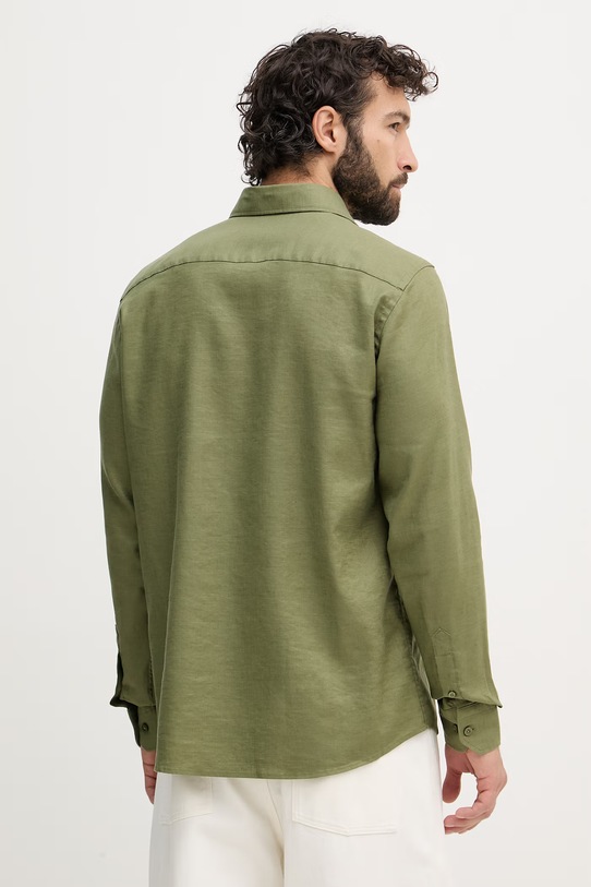 Oblečení Karl Lagerfeld košile pánská se lnem 562791.605084 zelená