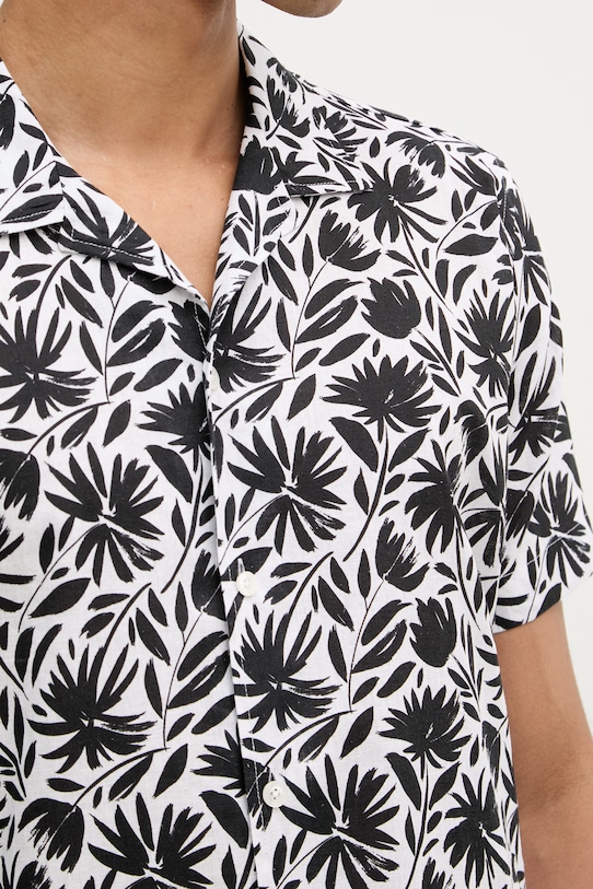 Karl Lagerfeld košile pánská se lnem MODERN FIT 1/2 562626.605521 černá