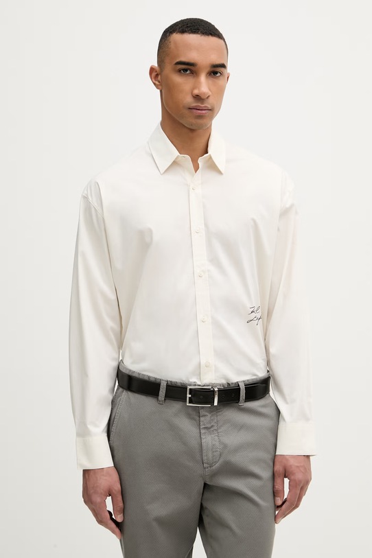 Oblečení Karl Lagerfeld pánská košile s bavlnou CASUAL 562600.605928 béžová