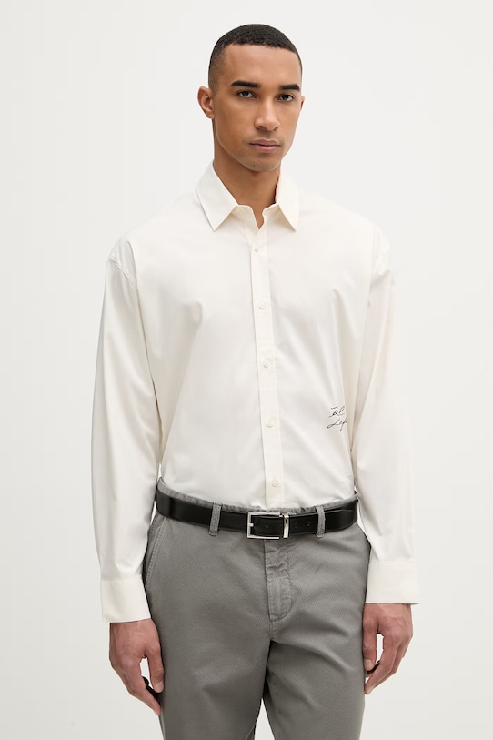 Oblečení Karl Lagerfeld pánská košile s bavlnou CASUAL 562600.605928 béžová