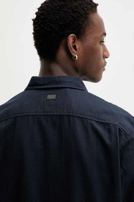 G-Star koszula męska bawełniana Clean Regular D25196.D454 granatowy