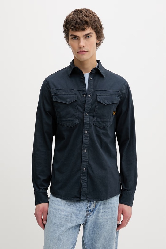 G-Star koszula męska z bawełną Dakota slim granatowy D23616.D920
