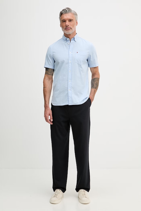 Tommy Hilfiger Риза мъжка памучна MW0MW38570 син SS26