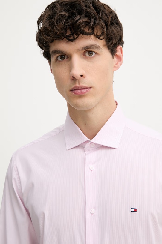 Tommy Hilfiger koszula męska bawełniana z elastanem różowy MW0MW42930