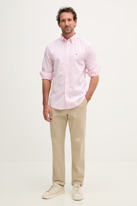 Tommy Hilfiger koszula męska bawełniana MW0MW42440 różowy SS26